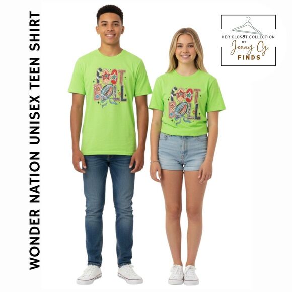 Wonder Nation Unisex Teens Football Neon Green Pullover Shirt XXL NWOT - Picture 1 of 14